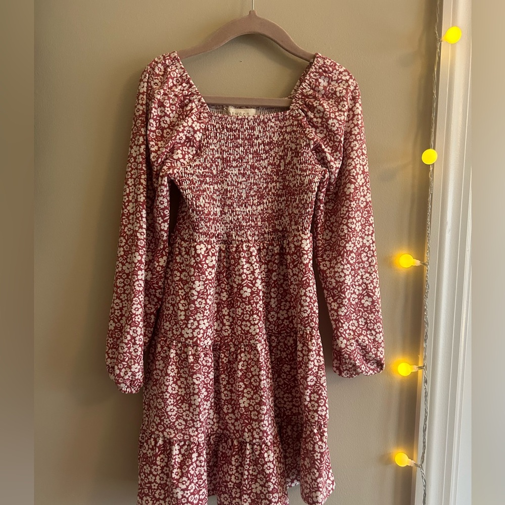 Kids Long Sleeve Floral Smocked Dress - Pink size 6